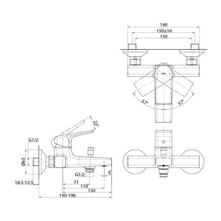 ก๊อกผสมยืนอาบ TOTO TBG10302T_1