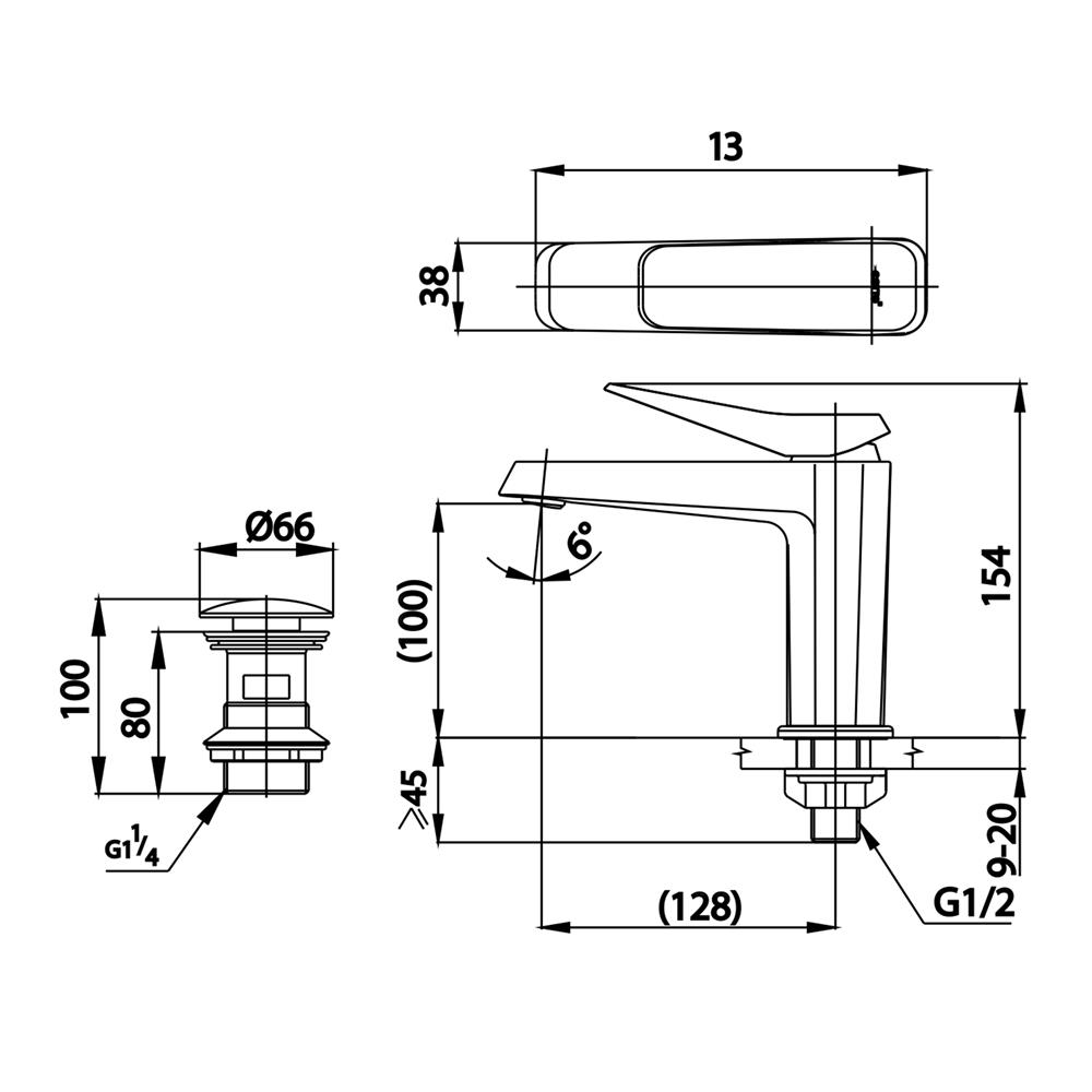ก๊อกอ่างล้างหน้าเดี่ยว COTTO CT1241A(BN2) ดำเทา