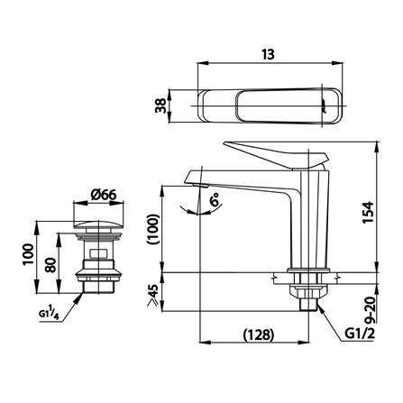 ก๊อกอ่างล้างหน้าเดี่ยว COTTO CT1241A(BN2) ดำเทา_1