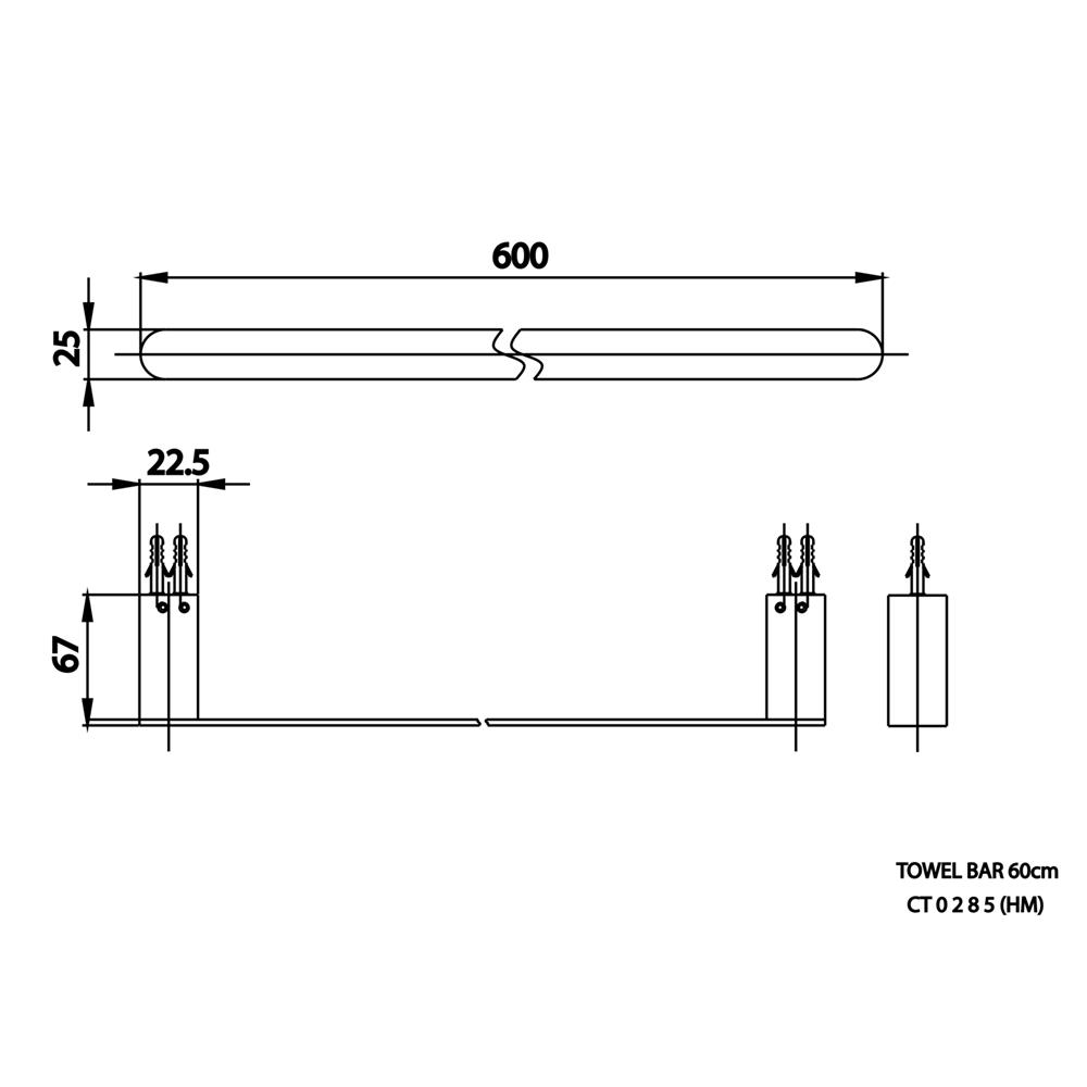 ราวแขวนผ้า COTTO CT0285(BL)(HM) 60 ซม. สีดำ