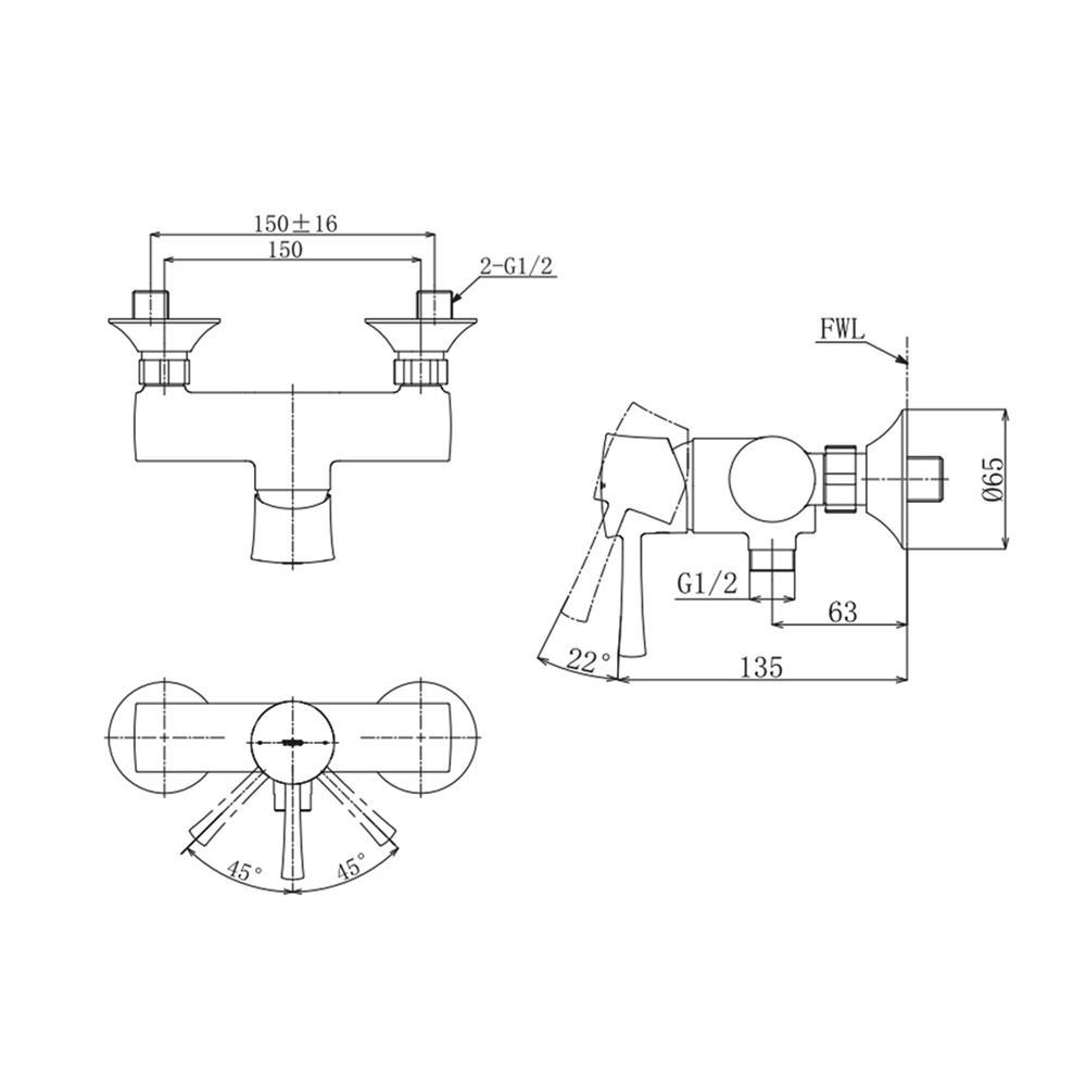 ก๊อกผสมยืนอาบ TOTO TBS02301T