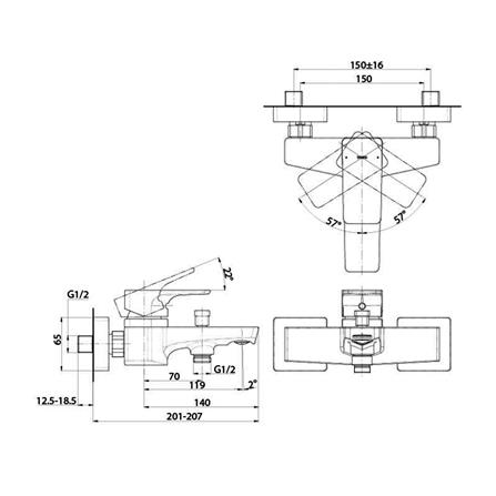 ก๊อกผสมยืนอาบ TOTO TBG07302T_1