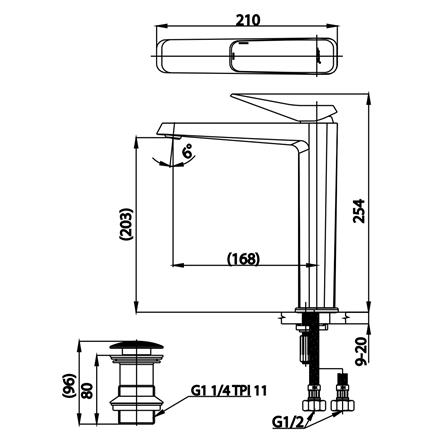 ก๊อกอ่างล้างหน้าผสม COTTO CT2302AY(BN2) ดำเทา_1
