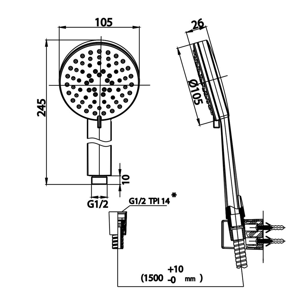 ชุดฝักบัวสายอ่อน COTTO ZH019(BN2)(HM) ดำเทา