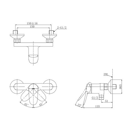ก๊อกผสมยืนอาบ TOTO TBS04301T_1