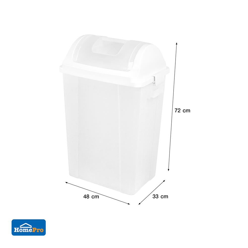 ถังขยะเหลี่ยมฝาสวิง ACCO 60 ลิตร สีใส
