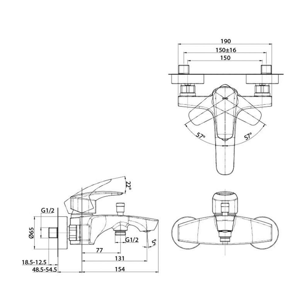 ก๊อกผสมยืนอาบ TOTO TBG09302T
