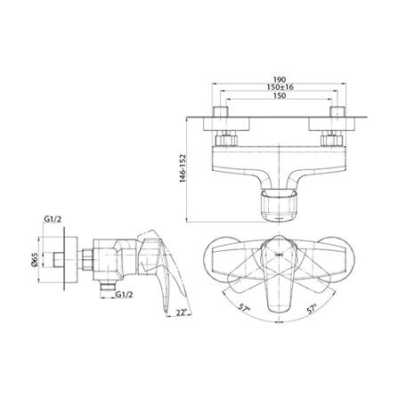 ก๊อกผสมยืนอาบ TOTO TBG09301T_1