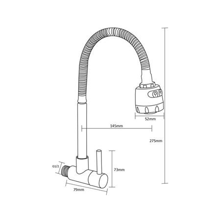 ก๊อกซิงค์เดี่ยวติดผนัง RASLAND RA A125-A365 สเตนเลส_4