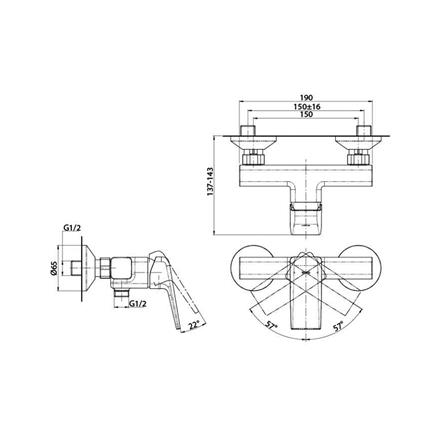 ก๊อกผสมยืนอาบ TOTO TBG10301T_1