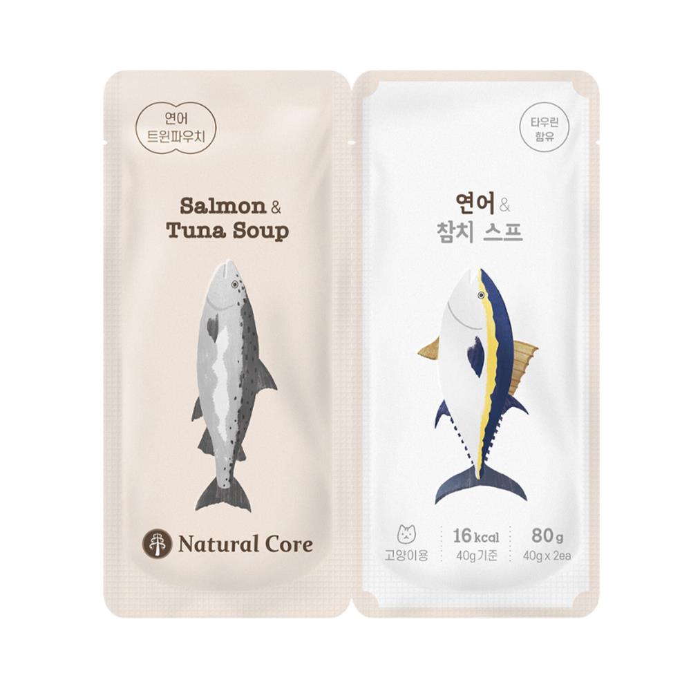 อาหารเปียกแมว NATURAL CORE TWIN POUCH SALMON AND TUNA 80 ก.