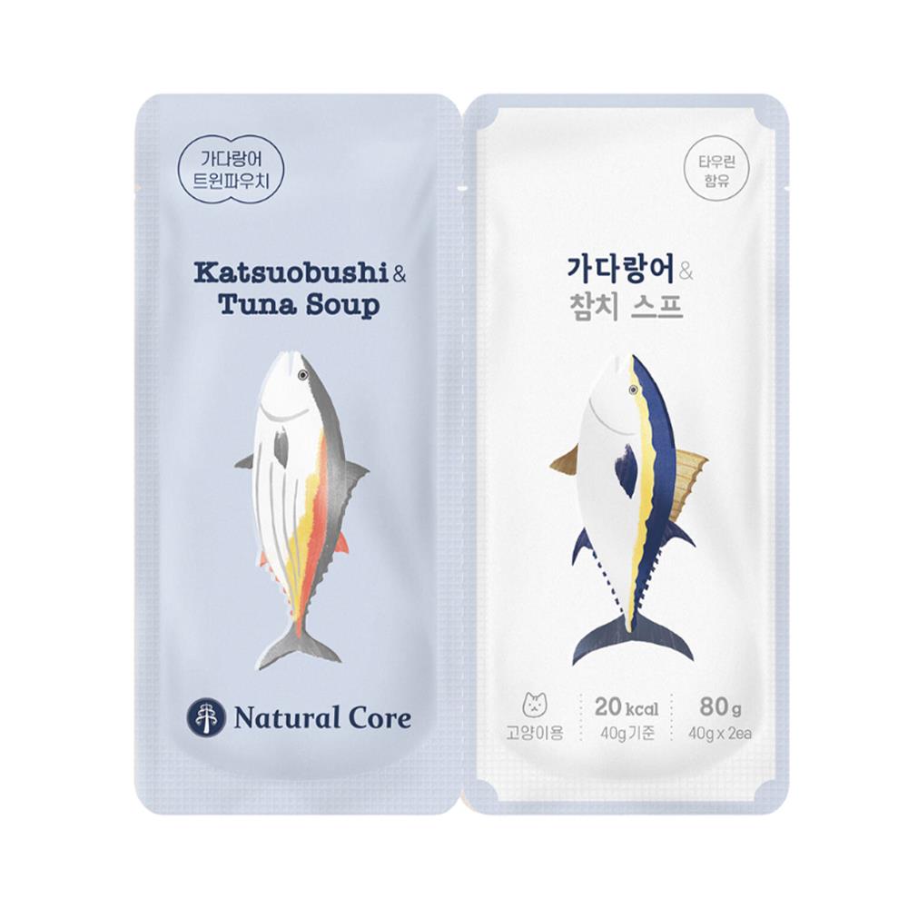 อาหารเปียกแมว NATURAL CORE TWIN POUCH KATSUOBUSHI AND TUNA 80 ก.