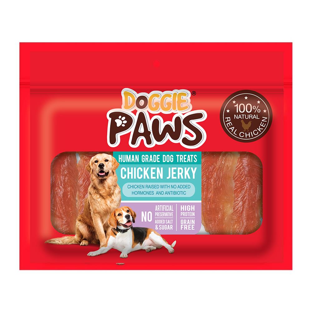 ขนมสุนัข DOGGIE PAWS CHICKEN JERKY สันในไก่นิ่ม 320 ก.