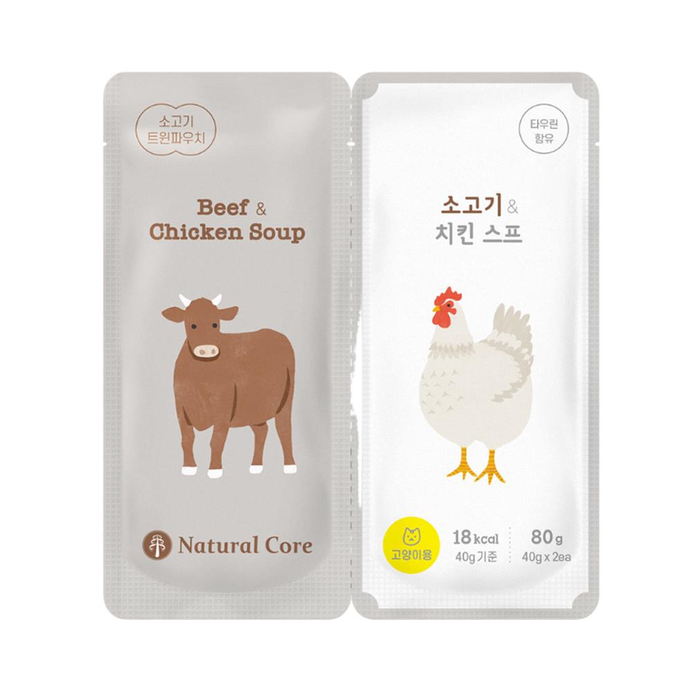 อาหารเปียกแมว NATURAL CORE TWIN POUCH BEEF AND CHICKEN 80 ก.