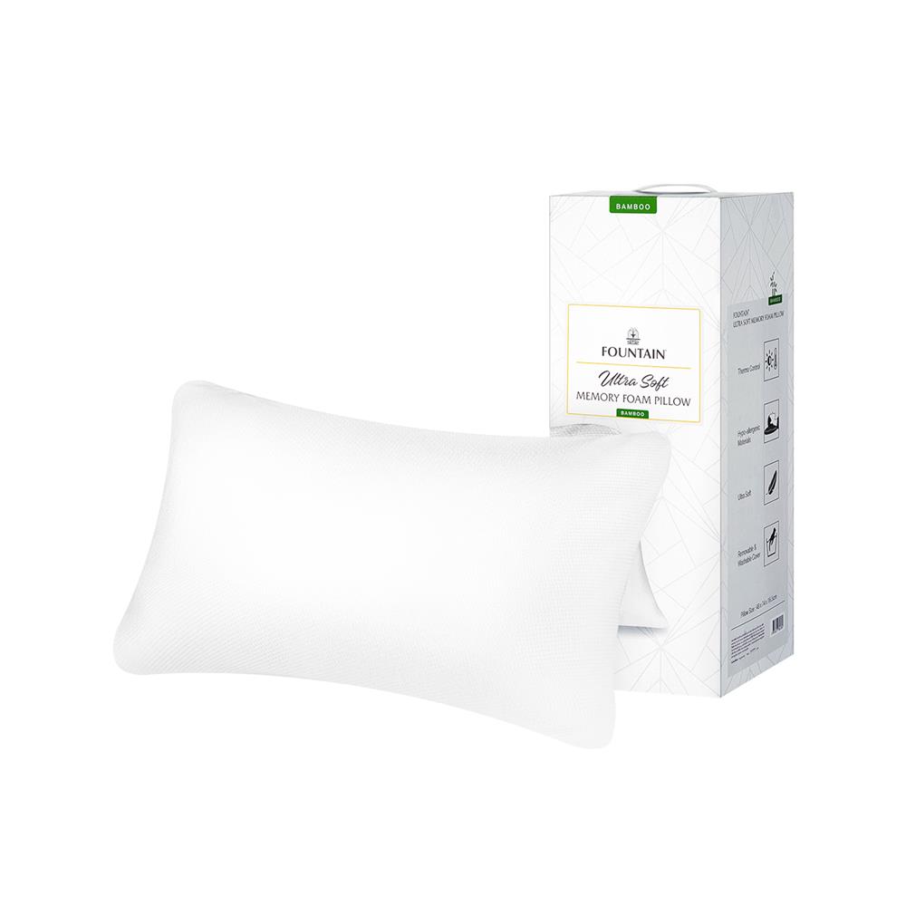 หมอนสุขภาพ เมมโมรี่โฟม FOUNTAIN ULTRA SOFT 48x74x15 ซม. สีขาว