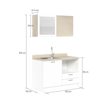 ครัวสำเร็จรูปท็อปซิงค์ CABIN RIKI 120 ซม. สีขาว_6