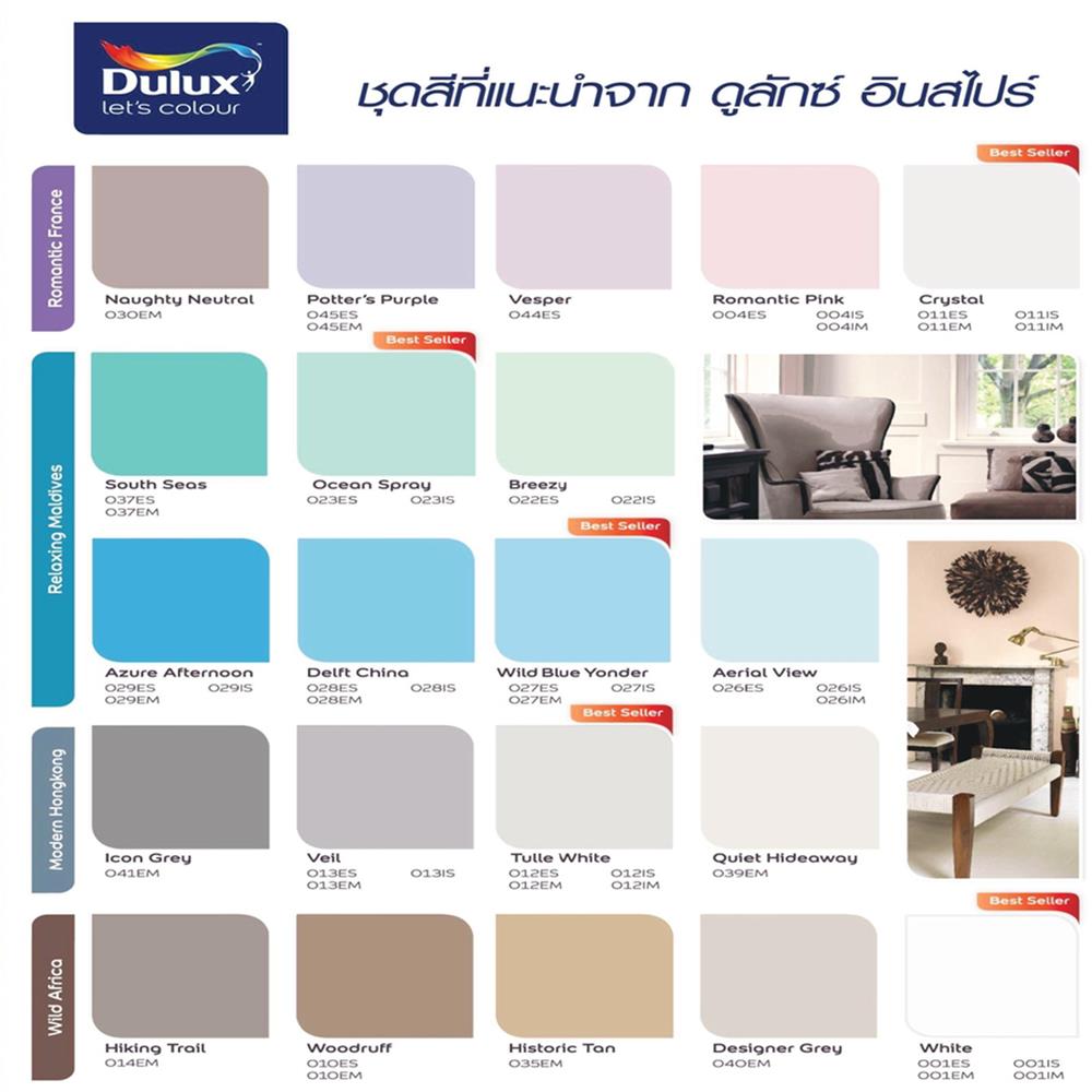 สีน้ำทาภายใน ชนิดกึ่งเงา DULUX INSPIRE BASE B สีขาว 3 ลิตร