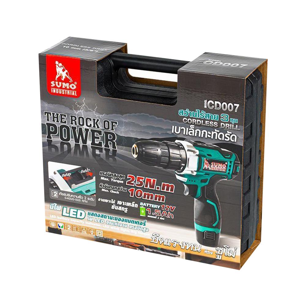 สว่านไร้สาย (พร้อมแบตเตอรี่)  SUMO CD007 12 โวลต์