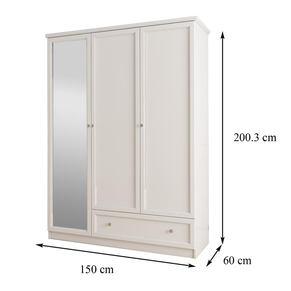 ตู้เสื้อผ้า 3 บานเปิด FURDINI HELENA 150 ซม. สีขาว