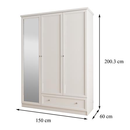 ตู้เสื้อผ้า 3 บานเปิด FURDINI HELENA 150 ซม. สีขาว_13