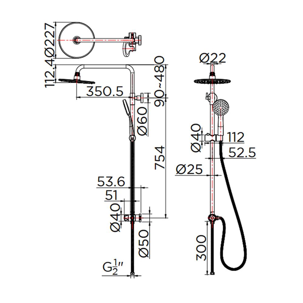 ฝักบัว RAIN SHOWER KARAT FAUCET KRS-012-781-55 สีดำ