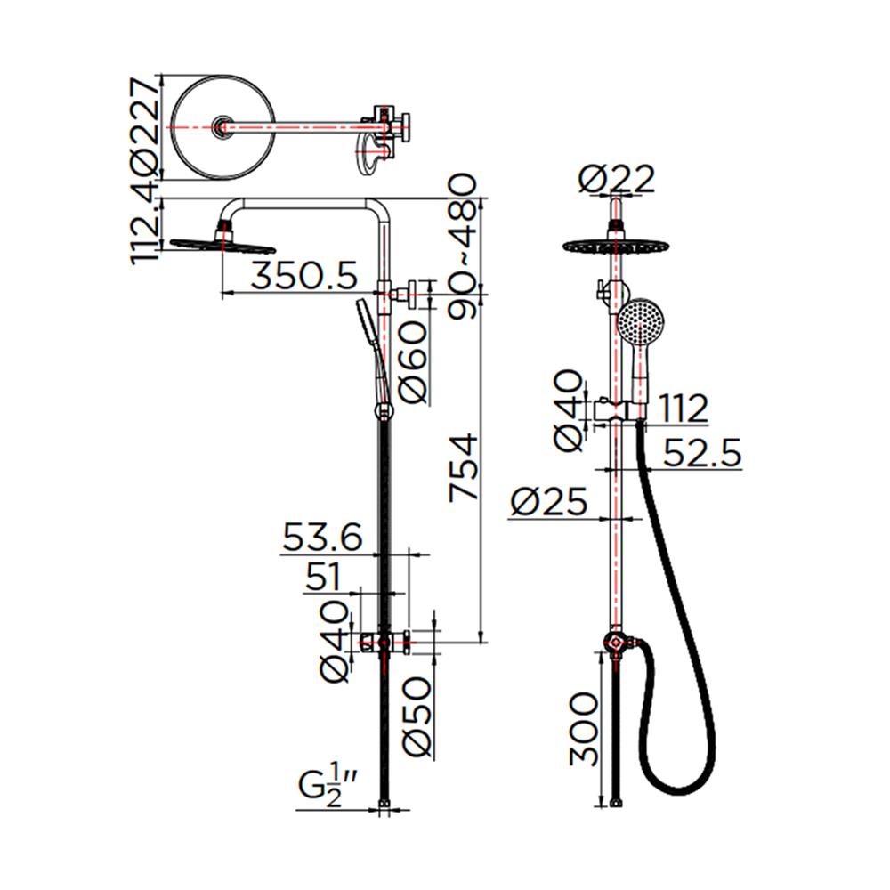 ฝักบัว RAIN SHOWER KARAT FAUCET KRS-012-781-50 สีโครม
