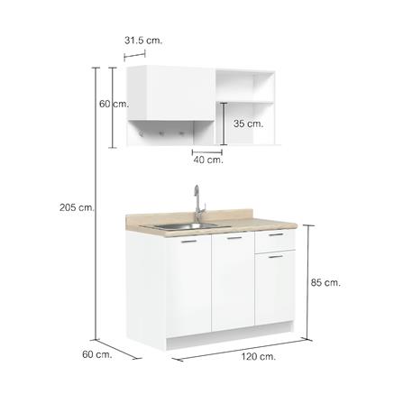 ครัวสำเร็จรูปท็อปซิงค์ซ้าย CABIN NAMI 120 ซม. สีขาว_7