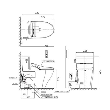 สุขภัณฑ์ 1 ชิ้น พร้อมฝาอัตโนมัติ TOTO CW624UW3R 4.8 ลิตร_2