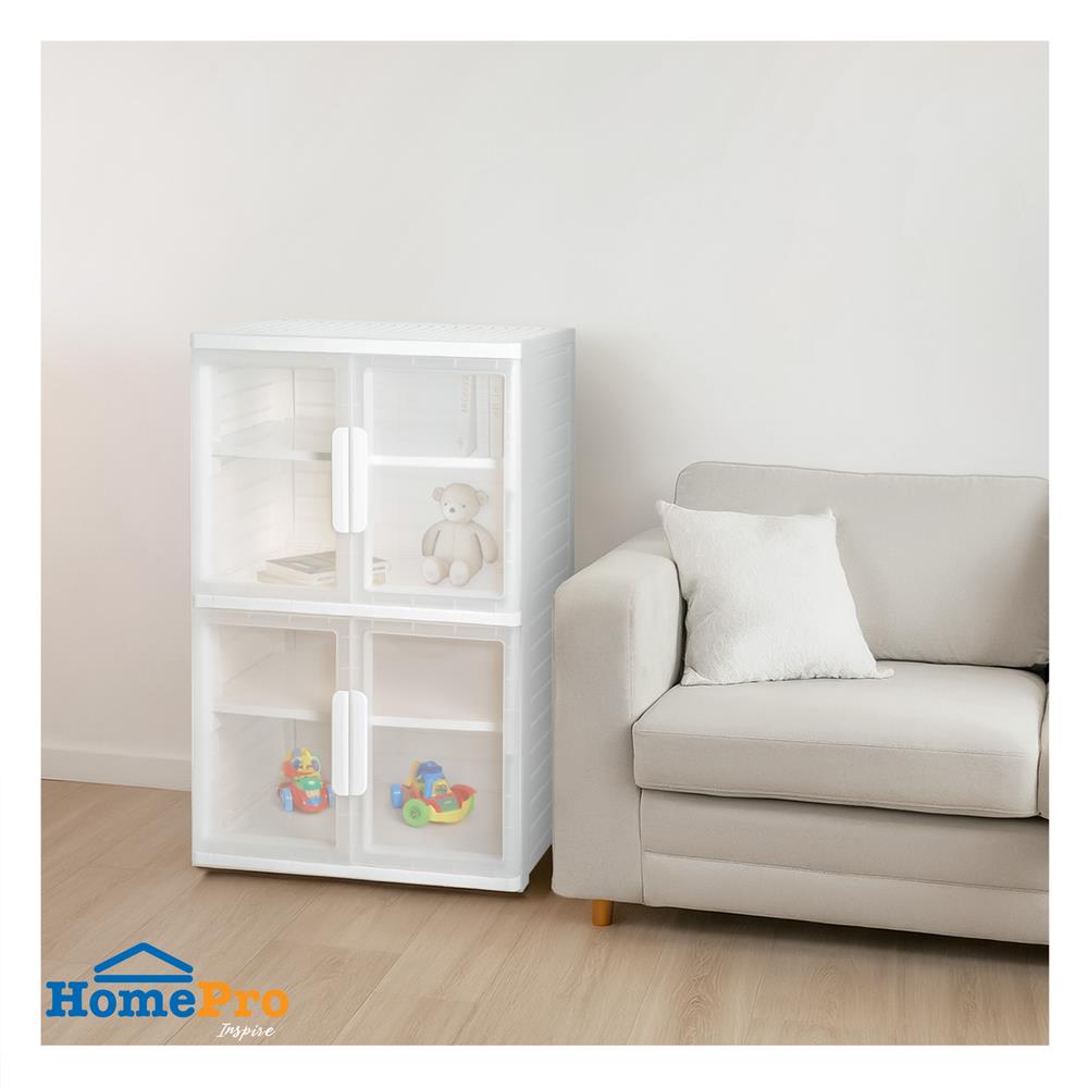 ตู้บานเปิดใส 4 ชั้น STACKO NEAT 65x46x104 ซม. สีขาว