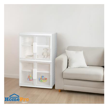 ตู้บานเปิดใส 4 ชั้น STACKO NEAT 65x46x104 ซม. สีขาว_4