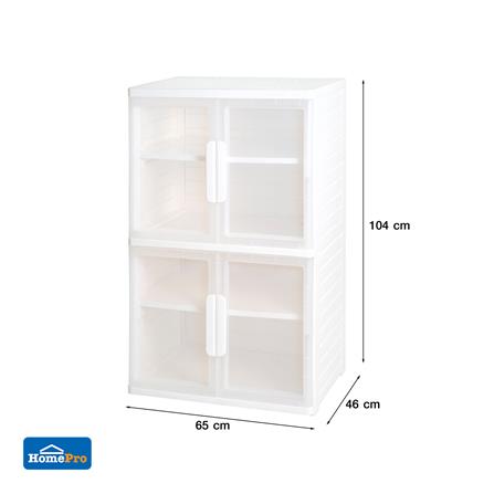 ตู้บานเปิดใส 4 ชั้น STACKO NEAT 65x46x104 ซม. สีขาว_6