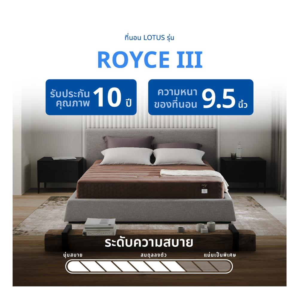 ที่นอน 5 ฟุต LOTUS ROYCE III (พร้อมชุดเครื่องนอน 11 ชิ้น)