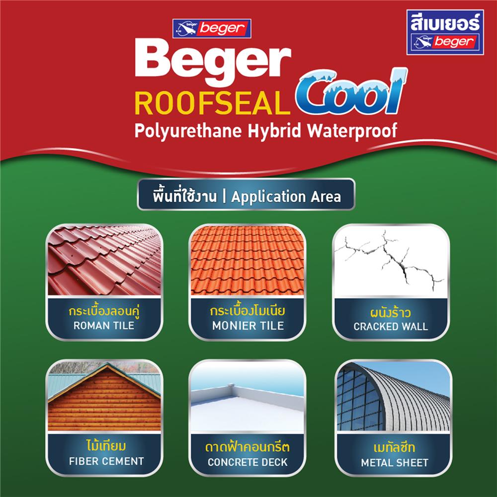 อะคริลิกกันซึม BEGER ROOFSEAL COOL PU HYBRID 207 สีเทา 20 กก.