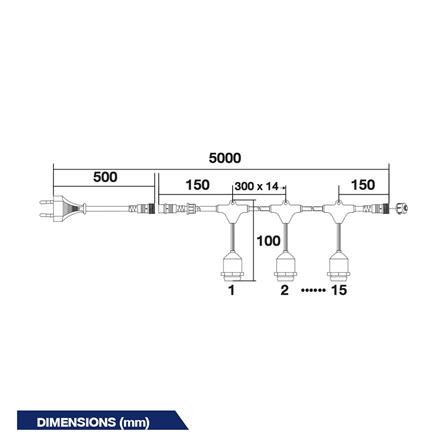 ขั้วกันน้ำสายไฟระย้า BEC PARTY VCT 2x1 ตร.มม. 5 ม. 15 ขั้ว_4
