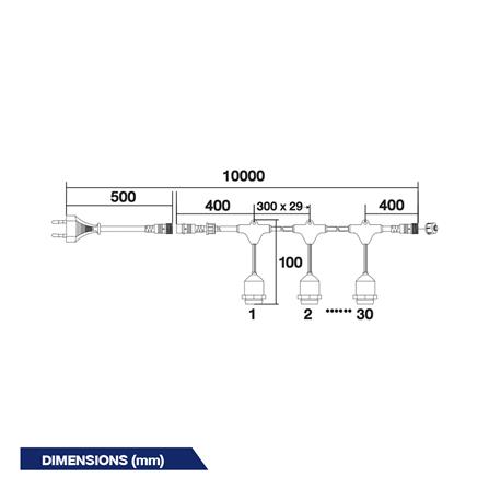 ขั้วกันน้ำสายไฟระย้า BEC PARTY VCT 2x1 ตร.มม. 10 ม. 30 ขั้ว_4