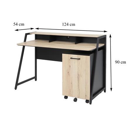 โต๊ะทำงาน FURDINI HUNTER CT-N2317 124 ซม. สีโอ๊ค/ดำ_8