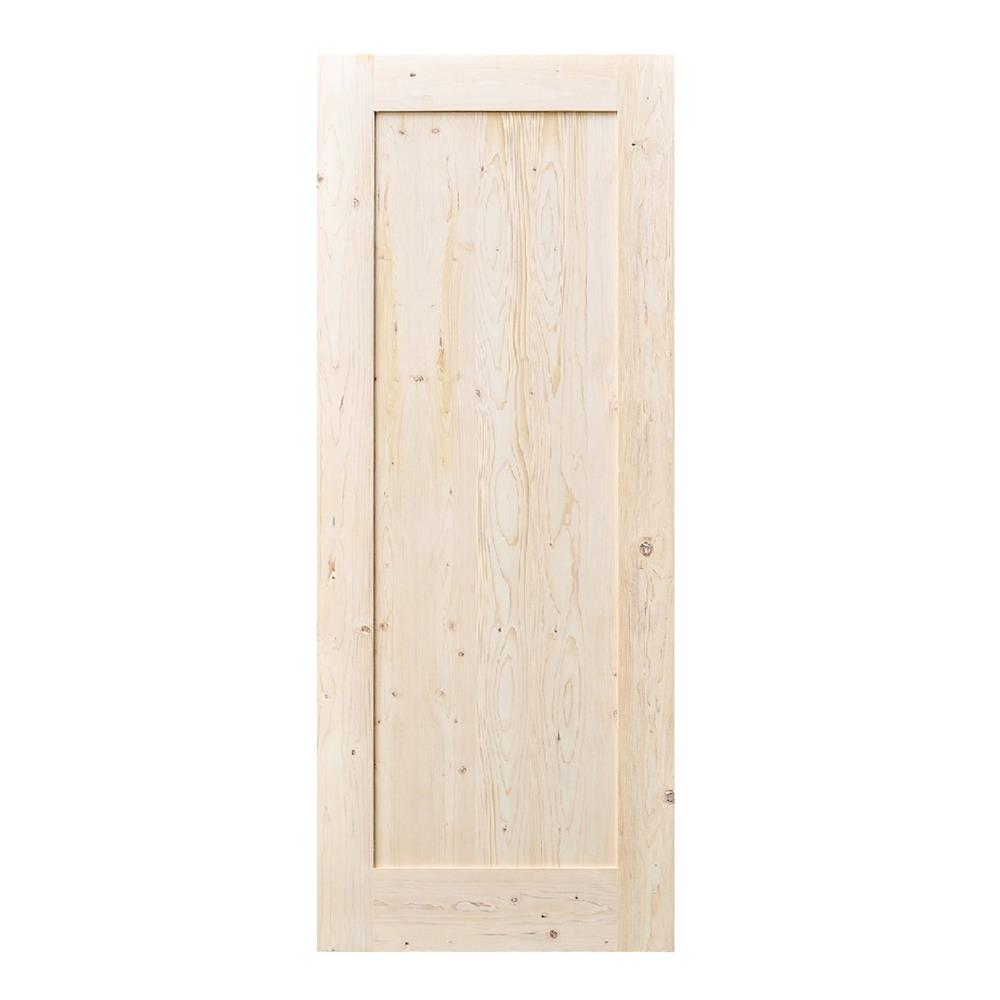 ประตูไม้เฮมล็อกเฟอร์ AZLE MUJI 80X200 ซม. สีธรรมชาติ ไม่เจาะลูกบิด