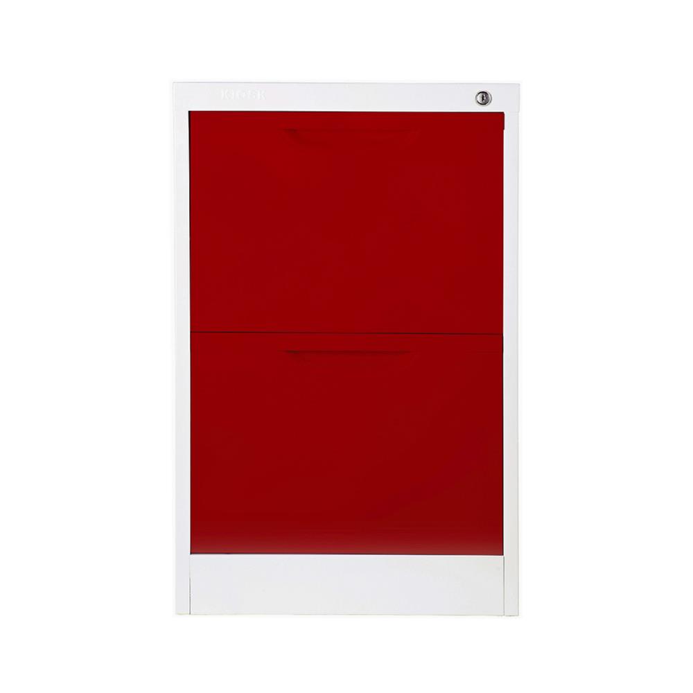 ตู้ลิ้นชักเหล็ก 2 ลิ้นชัก KIOSK HF-2 สีขาว/แดง