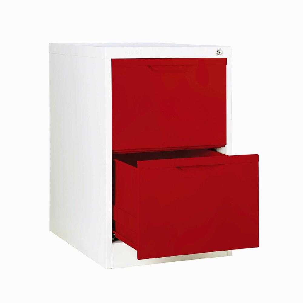 ตู้ลิ้นชักเหล็ก 2 ลิ้นชัก KIOSK HF-2 สีขาว/แดง