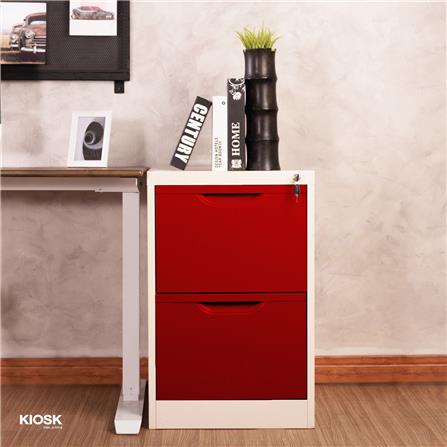 ตู้ลิ้นชักเหล็ก 2 ลิ้นชัก KIOSK HF-2 สีขาว/แดง_4