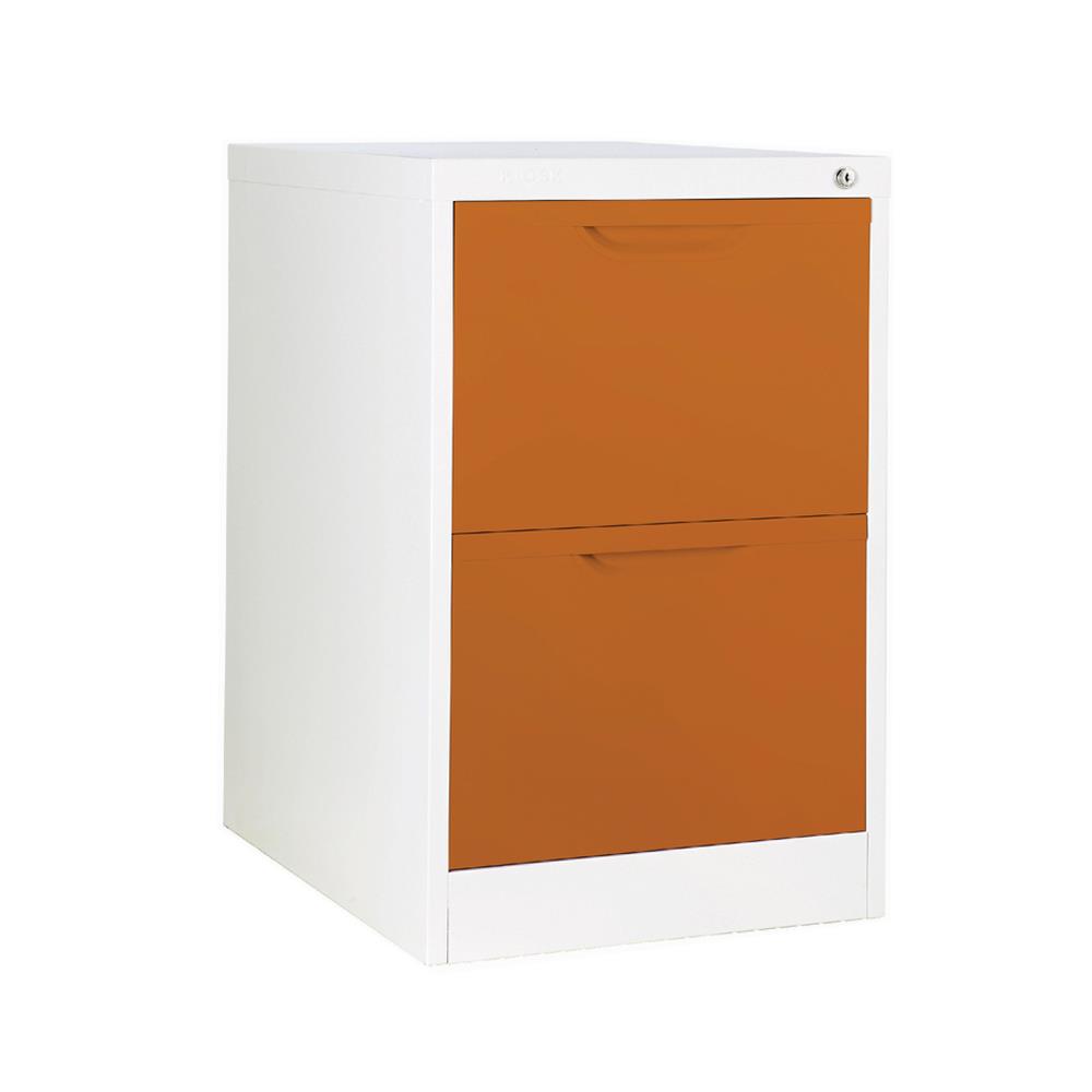 ตู้ลิ้นชักเหล็ก 2 ลิ้นชัก KIOSK HF-2 สีขาว/ส้ม