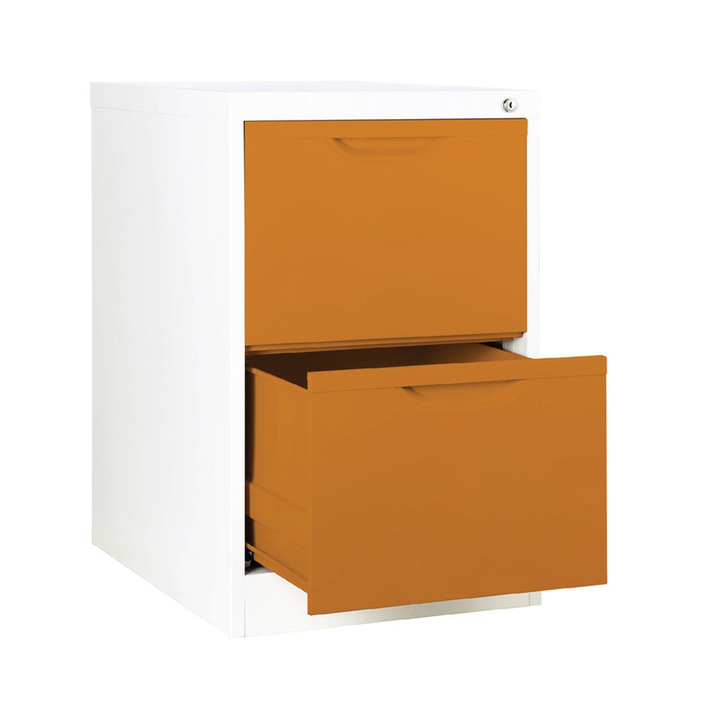 ตู้ลิ้นชักเหล็ก 2 ลิ้นชัก KIOSK HF-2 สีขาว/ส้ม