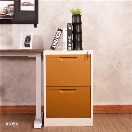 ตู้ลิ้นชักเหล็ก 2 ลิ้นชัก KIOSK HF-2 สีขาว/ส้ม_4
