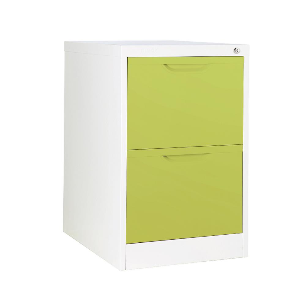 ตู้ลิ้นชักเหล็ก 2 ลิ้นชัก KIOSK HF-2 สีขาว/เขียว