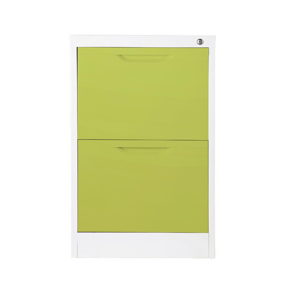 ตู้ลิ้นชักเหล็ก 2 ลิ้นชัก KIOSK HF-2 สีขาว/เขียว