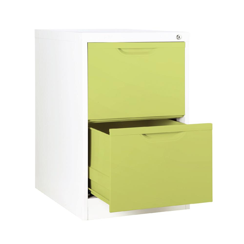 ตู้ลิ้นชักเหล็ก 2 ลิ้นชัก KIOSK HF-2 สีขาว/เขียว