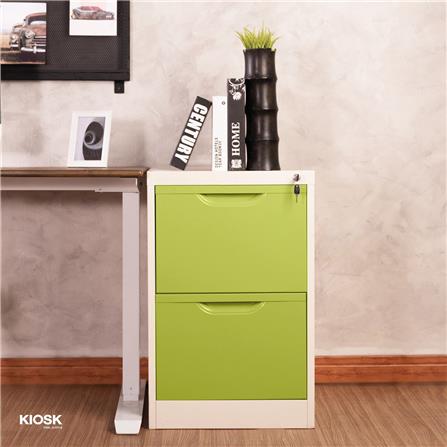 ตู้ลิ้นชักเหล็ก 2 ลิ้นชัก KIOSK HF-2 สีขาว/เขียว_4