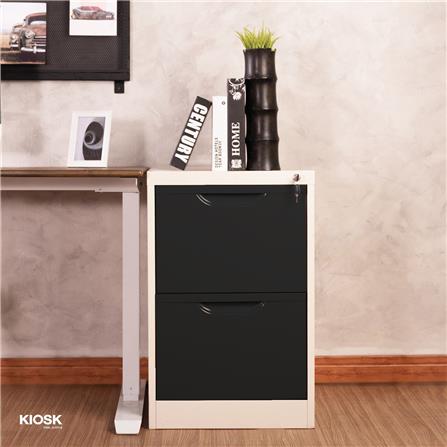 ตู้ลิ้นชักเหล็ก 2 ลิ้นชัก KIOSK HF-2 สีขาว/ดำ_4