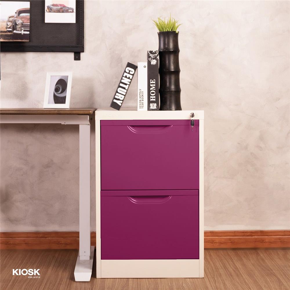 ตู้ลิ้นชักเหล็ก 2 ลิ้นชัก KIOSK HF-2 สีขาว/ม่วง