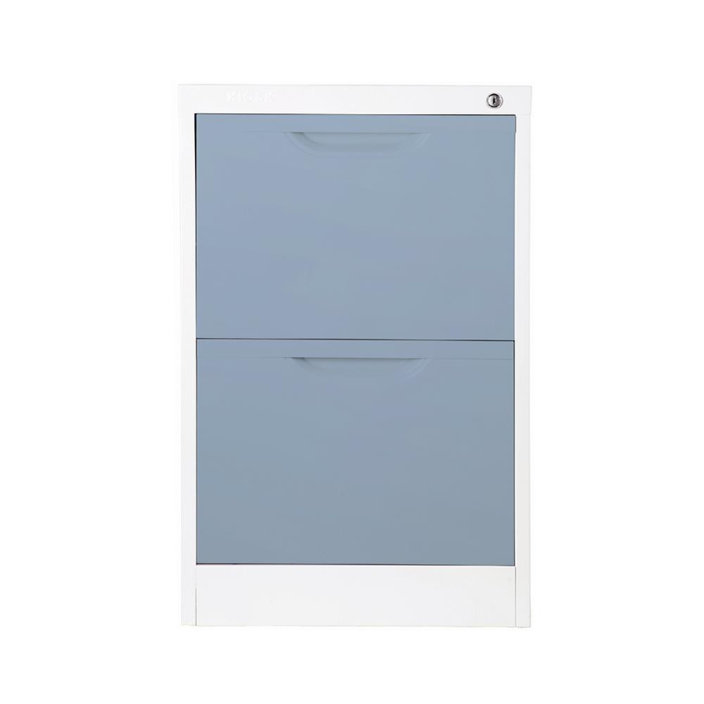 ตู้ลิ้นชักเหล็ก 2 ลิ้นชัก KIOSK HF-2 สีขาว/เทา